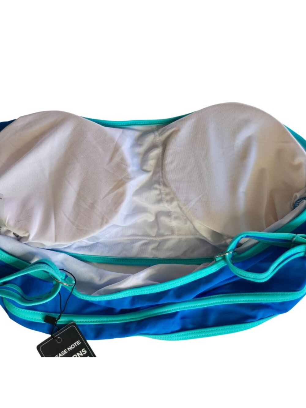 Blue Athletic Bikini Crop Top LG Adjustable Straps Padded Lined Top Only - Picture 3 of 5